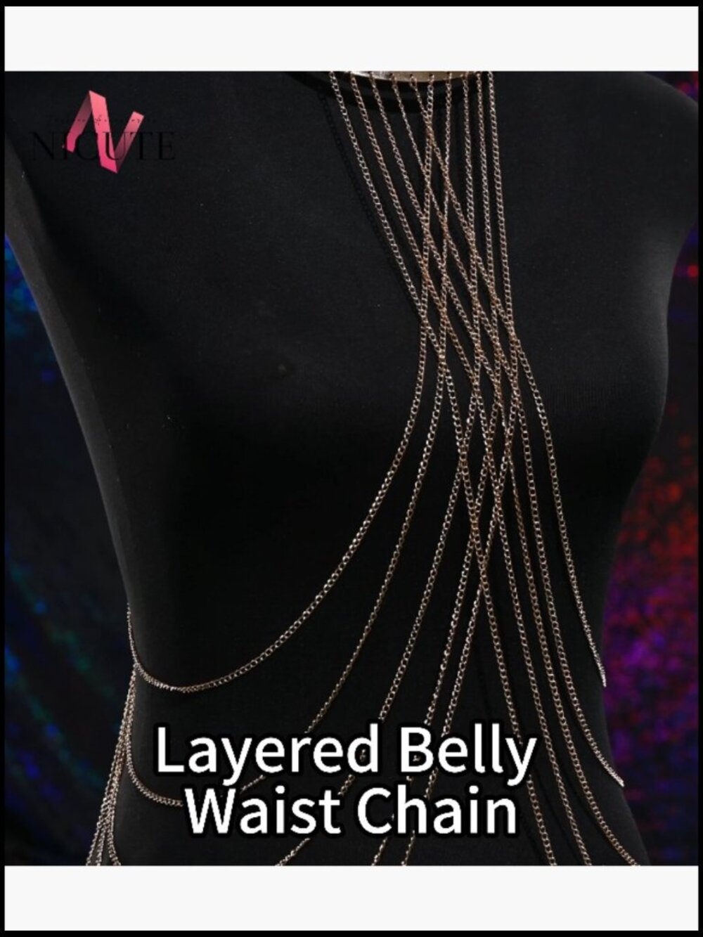 Gold Body Chain Necklace Shoulder Chain Jewelry for Women Statement Festivals - Picture 7 of 7